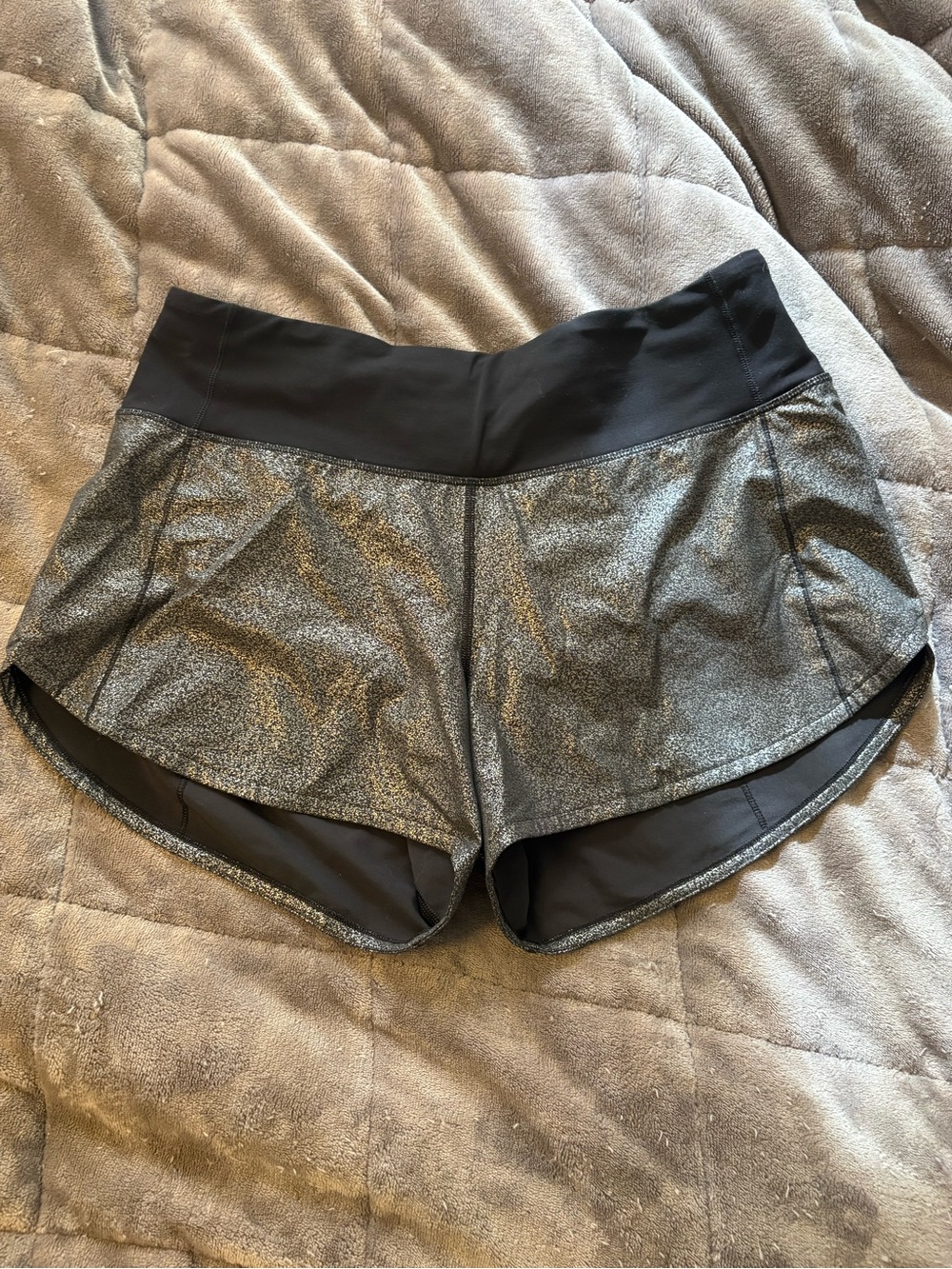 lululemon athletica Black Metallic-Effect Athletic Shorts